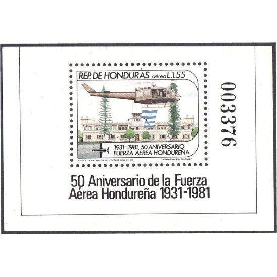 Honduras HB 32 1982 50 Aniversario de la Fuerza Aérea Hondureña MNH Honduras HB 32 1982 50 Aniversario de la Fuerza Aérea Hondureña MNH