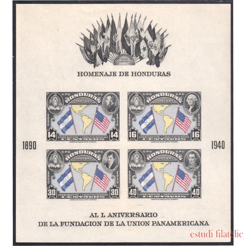 Honduras HB 1 1940 L Aniversario de la fundación de la Unión Panamericana MH sin dentar y sin goma