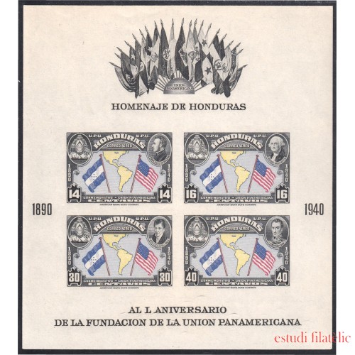 Honduras HB 1a 1940 L Aniversario de la fundación de la Unión Panamericana MH sin dentar