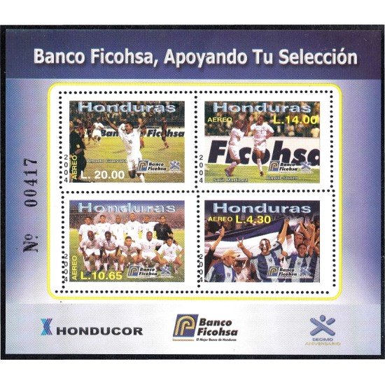 Honduras HB 77 2004 Banco Ficohsa fútbol MNH Honduras HB 77 2004 Banco Ficohsa fútbol MNH
