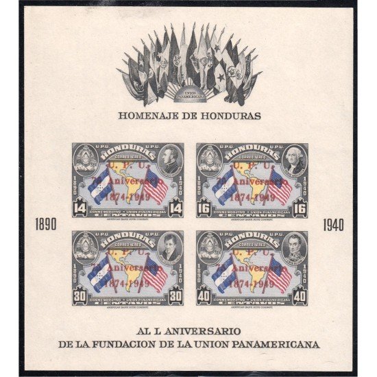 Honduras HB 3 1951 75 Aniversario de la UPU Unión Panamericana MNH Sin dentar Honduras HB 3 1951 75 Aniversario de la UPU Unión Panamericana MNH Sin dentar