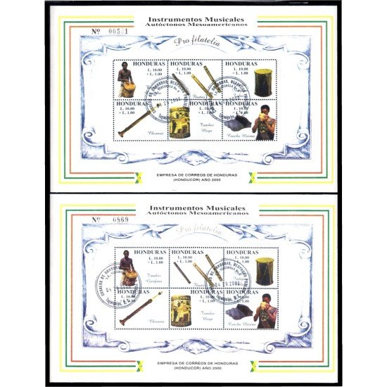 Honduras HB 60/61 2000 Instrumentos Musicales Autóctonos Mesoamericanos usados