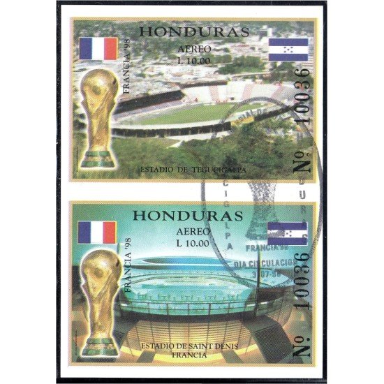 Honduras HB 55/56 1998 Estadio de Tegucigalpa y Estadio de Saint Denis usados sin dentar Honduras HB 55/56 1998 Estadio de Tegucigalpa y Estadio de Saint Denis usados sin dentar