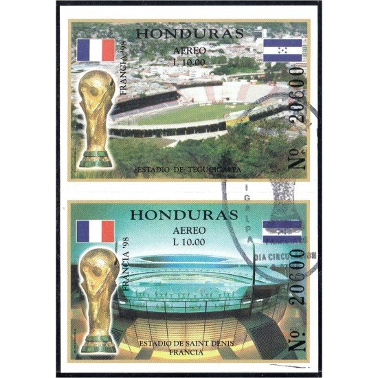 Honduras HB 55/56 1998 Estadio de Tegucigalpa y Estadio de Saint Denis usados Honduras HB 55/56 1998 Estadio de Tegucigalpa y Estadio de Saint Denis usados