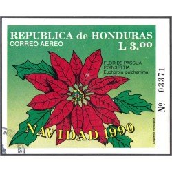 Honduras HB 42A 1990 Navidad Christmas Flor Flower usados Honduras HB 42A 1990 Navidad Christmas Flor Flower usados