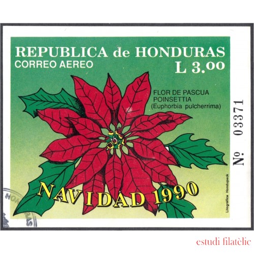 Honduras HB 42A 1990 Navidad Christmas Flor Flower usados