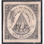 Honduras 1 1865 Escudo negro sobre color MH Cambio de color