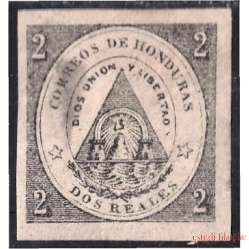 Honduras 1 1865 Escudo negro sobre color MH Cambio de color