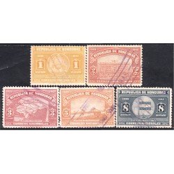 Honduras 255/59 1939 Palacio del Distrito Central Escudo Puente Pabellón usados Honduras 255/59 1939 Palacio del Distrito Central Escudo Puente Pabellón usados