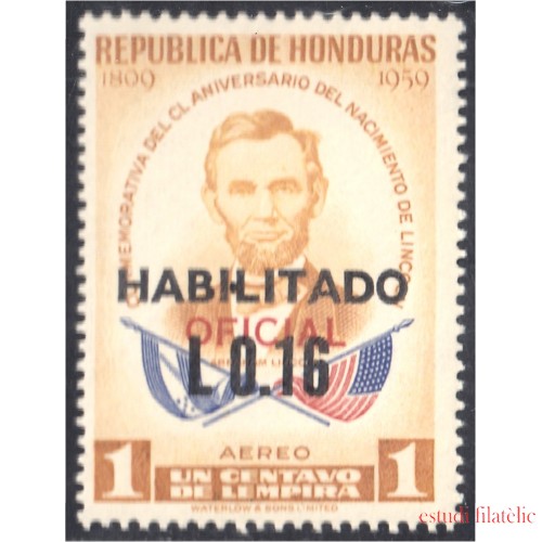Honduras 99 1975 Servicio Oficial Aéreo Conmemorativo al CL Aniversario de Lincoln MNH