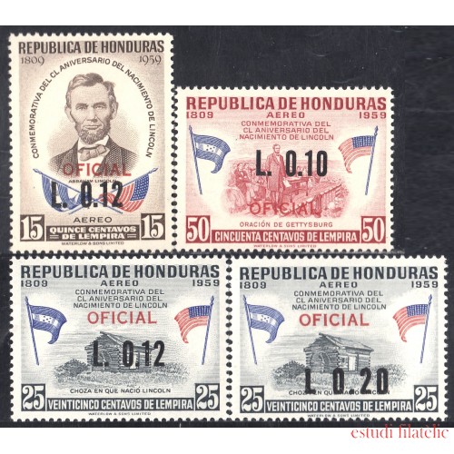 Honduras 81/84 1964/65 Servicio Oficial Aéreo Conmemorativo al CL Aniversario de Lincoln MNH