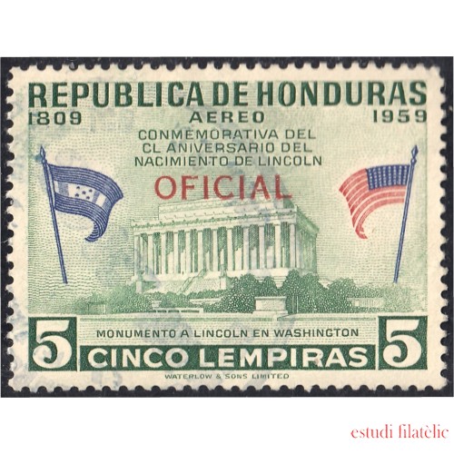 Honduras 80 1959 Servicio Oficial Aéreo Monumento a Lincoln en Washington MNH