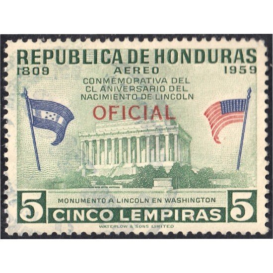 Honduras 80 1959 Servicio Oficial Aéreo Monumento a Lincoln en Washington MNH Honduras 80 1959 Servicio Oficial Aéreo Monumento a Lincoln en Washington MNH