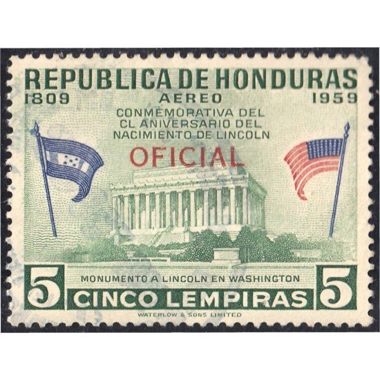 Honduras 80 1959 Servicio Oficial Aéreo Monumento a Lincoln MH Honduras 80 1959 Servicio Oficial Aéreo Monumento a Lincoln MH