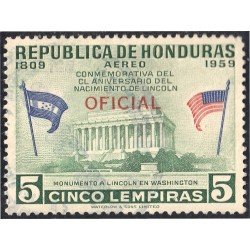 Honduras 80 1959 Servicio Oficial Aéreo Monumento a Lincoln sin goma
