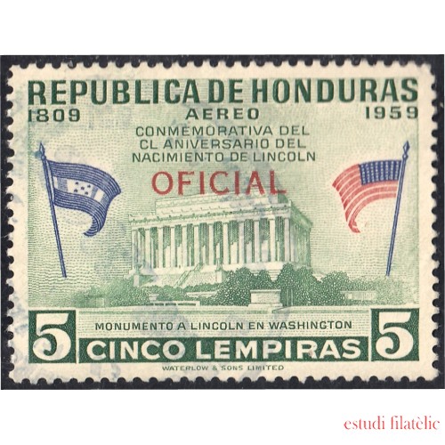 Honduras 80 1959 Servicio Oficial Aéreo Monumento a Lincoln sin goma