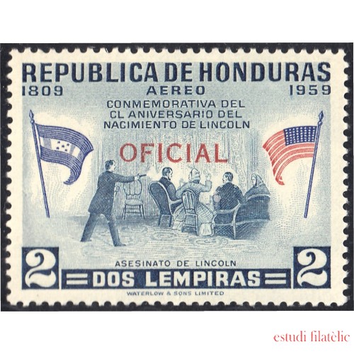 Honduras 79 1959 Servicio Oficial Aéreo Conmemorativo al CL Aniversario de Lincoln sin goma