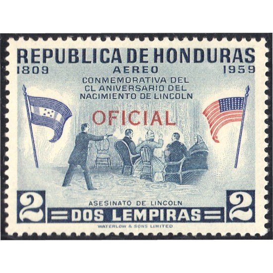 Honduras 79 1959 Servicio Oficial Aéreo Conmemorativo al CL Aniversario de Lincoln sin goma Honduras 79 1959 Servicio Oficial Aéreo Conmemorativo al CL Aniversario de Lincoln sin goma