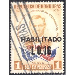Honduras 99 1975 Servicio Oficial Aéreo Conmemorativo al CL Aniversario de Lincoln usados