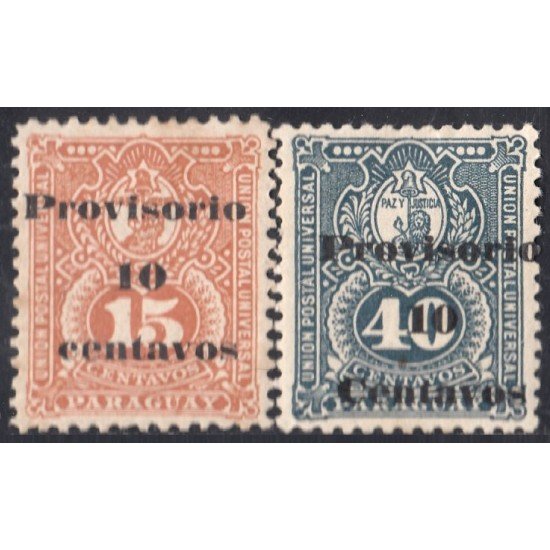 Paraguay 45/46 1898-99 Escudo de Armas Léon Lion Paz y Justicia MH Paraguay 45/46 1898-99 Escudo de Armas Léon Lion Paz y Justicia MH