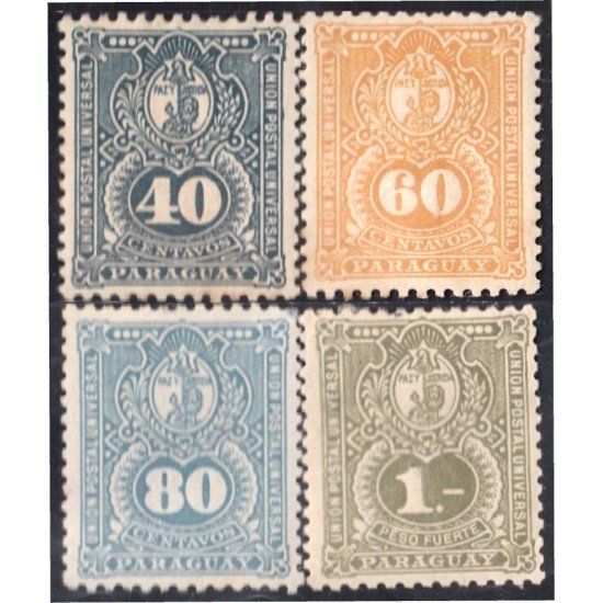 Paraguay 37/40 1892 Cuarto escudo león MH