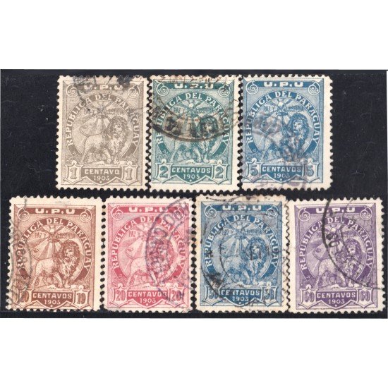 Paraguay 74/80 1903 Escudo de Armas Léon Lion Paz y Justicia usados