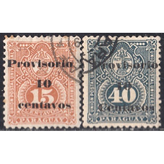 Paraguay 45/46 1898-99 Escudo de Armas Léon Lion Paz y Justicia usados