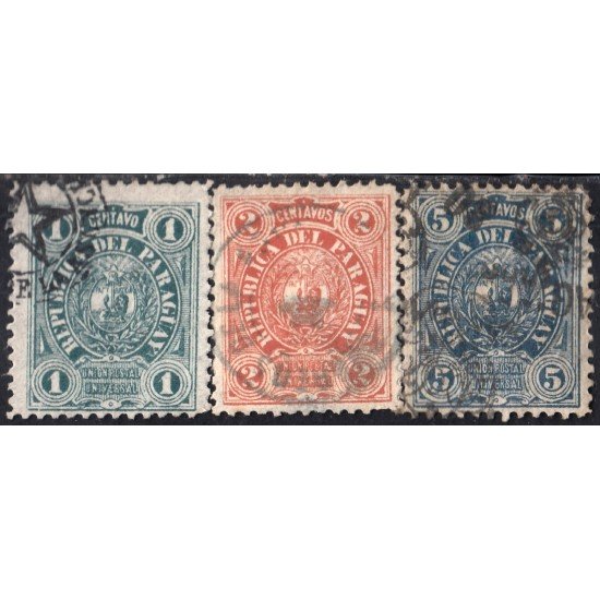 Paraguay 18/20 1884 Escudo de Armas Léon Lion usados Paraguay 18/20 1884 Escudo de Armas Léon Lion usados