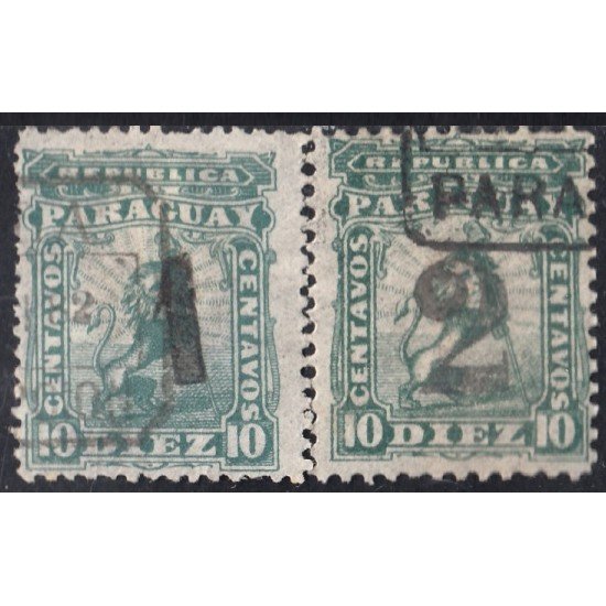 Paraguay 12/13 1881Escudo Escudo de Armas Léon Lion usados Paraguay 12/13 1881Escudo Escudo de Armas Léon Lion usados