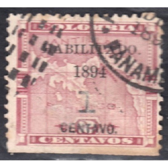 Panamá Dep. de Colombia 18 1894 Mapa timbre de 1887/92 usados Panamá Dep. de Colombia 18 1894 Mapa timbre de 1887/92 usados