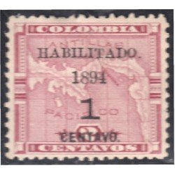 Panamá Dep. de Colombia 18 1894 Mapa timbre de 1887/92 MH Panamá Dep. de Colombia 18 1894 Mapa timbre de 1887/92 MH