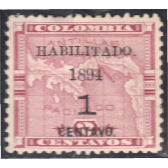 Panamá Dep. de Colombia 18 1894 Mapa timbre de 1887/92 MH Panamá Dep. de Colombia 18 1894 Mapa timbre de 1887/92 MH