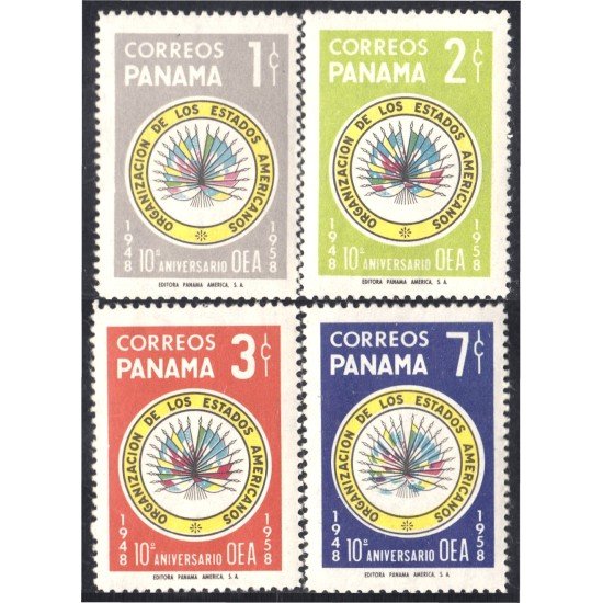Panama 314/17 1958 10º Aniversario de la OEA MNH Panama 314/17 1958 10º Aniversario de la OEA MNH