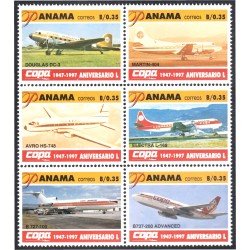 Panama 1146/51 1997 Aviones 50 Años de la compañía aérea Copa MNH