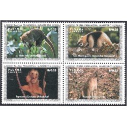 Panama 1127/30 1996 Fauna panameña Mamíferos Puma Gato Oso Hormiguero MNH