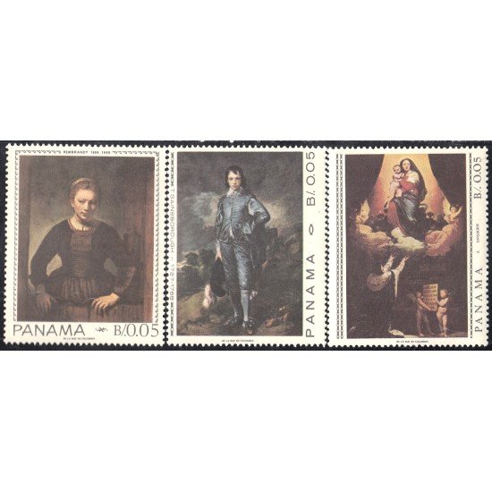Panama 446/48 1967 Pinturas de Rembrand Gainsborough e Ingres MNH Panama 446/48 1967 Pinturas de Rembrand Gainsborough e Ingres MNH