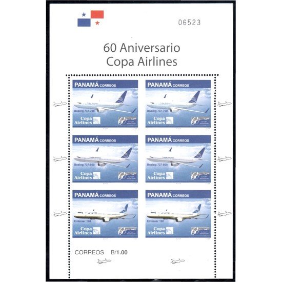 Panama HB 52 2010 60 Aniversario de Copa Airlines Avión Plane MNH Panama HB 52 2010 60 Aniversario de Copa Airlines Avión Plane MNH