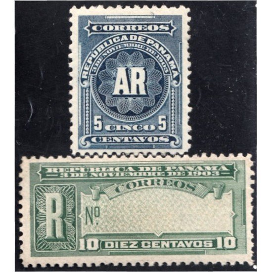 Panamá Letra de cambio 42/43 1904 Grabados 3 de noviembre 1903 Sin goma Panamá Letra de cambio 42/43 1904 Grabados 3 de noviembre 1903 Sin goma