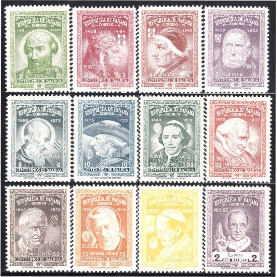 Panamá Michel 487/98 1956 No Emitido papas St. Pius MH Panamá Michel 487/98 1956 No Emitido papas St. Pius MH