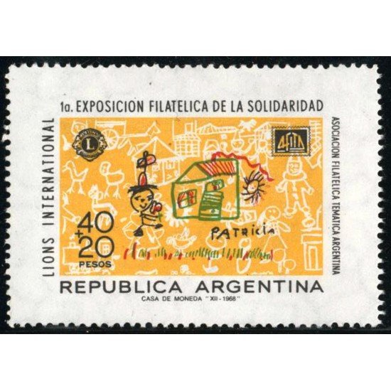 PI2/FAU3 Argentina  830 1968 Lions Internacional. 1era. Exposición filatelica de la solidalidad. Sobretasa para la construcción de un Hospital para niños MNH