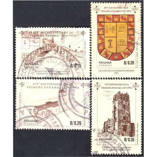 Panama 1120/23 1996 475º Aniversario de la primera Panamá usados Panama 1120/23 1996 475º Aniversario de la primera Panamá usados
