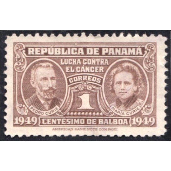 Panama 269 1949 Pedro Curie y Marie Curie sin goma Panama 269 1949 Pedro Curie y Marie Curie sin goma