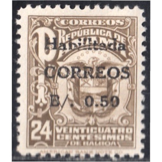 Panama 257 1947 Serie Antigua Escudo sin goma Panama 257 1947 Serie Antigua Escudo sin goma