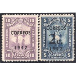 Panama 230/31 1942 Timbres telégrafos de 1919 - 22 sin goma Panama 230/31 1942 Timbres telégrafos de 1919 - 22 sin goma