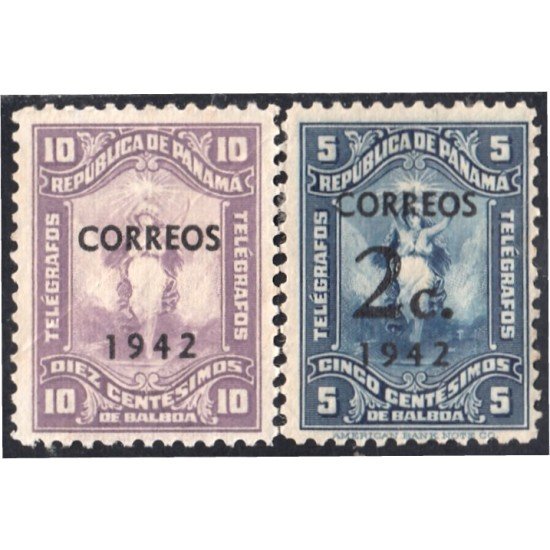 Panama 230/31 1942 Timbres telégrafos de 1919 - 22 sin goma Panama 230/31 1942 Timbres telégrafos de 1919 - 22 sin goma