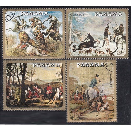 Panama 492/95 1968 Pinturas Tema La caza usados Panama 492/95 1968 Pinturas Tema La caza usados