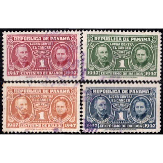 Panama 256/56c 1947 Pedro Curie y Marie Curie usados Panama 256/56c 1947 Pedro Curie y Marie Curie usados