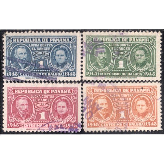 Panama 245/48 1943 Pedro Curie y Marie Curie usados Panama 245/48 1943 Pedro Curie y Marie Curie usados