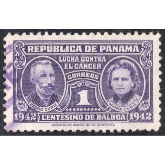 Panama 229 1942 Pedro Curie y Marie Curie usados Panama 229 1942 Pedro Curie y Marie Curie usados