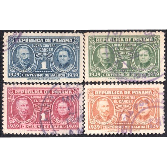 Panama 211/14 1939 Pedro Curie y María Curie usados Panama 211/14 1939 Pedro Curie y María Curie usados